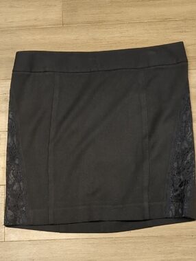 Express Black Lace Panel Mini Skirt, 6